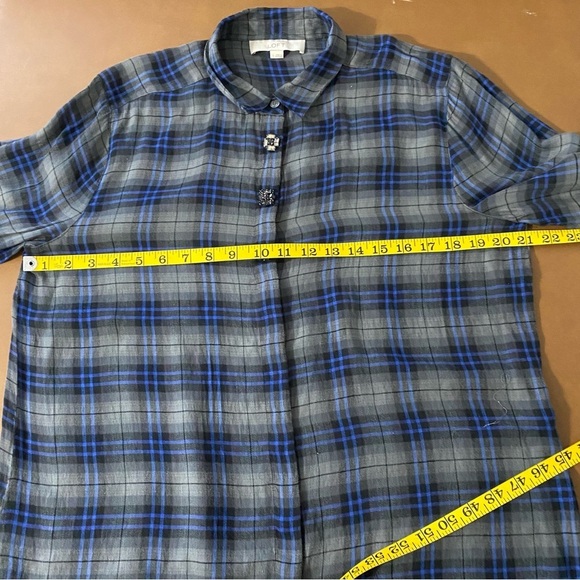 Loft Plaid Long Sleeve Blouse Size Large - Picture 12 of 13